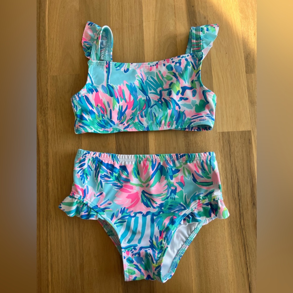 Lilly Pulitzer Girls Floral Mix Blue Pink Green Two-Piece Bikini